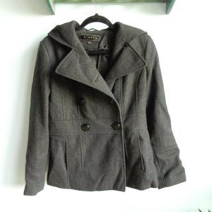 Dark gray pea coat with hood by Giacca
